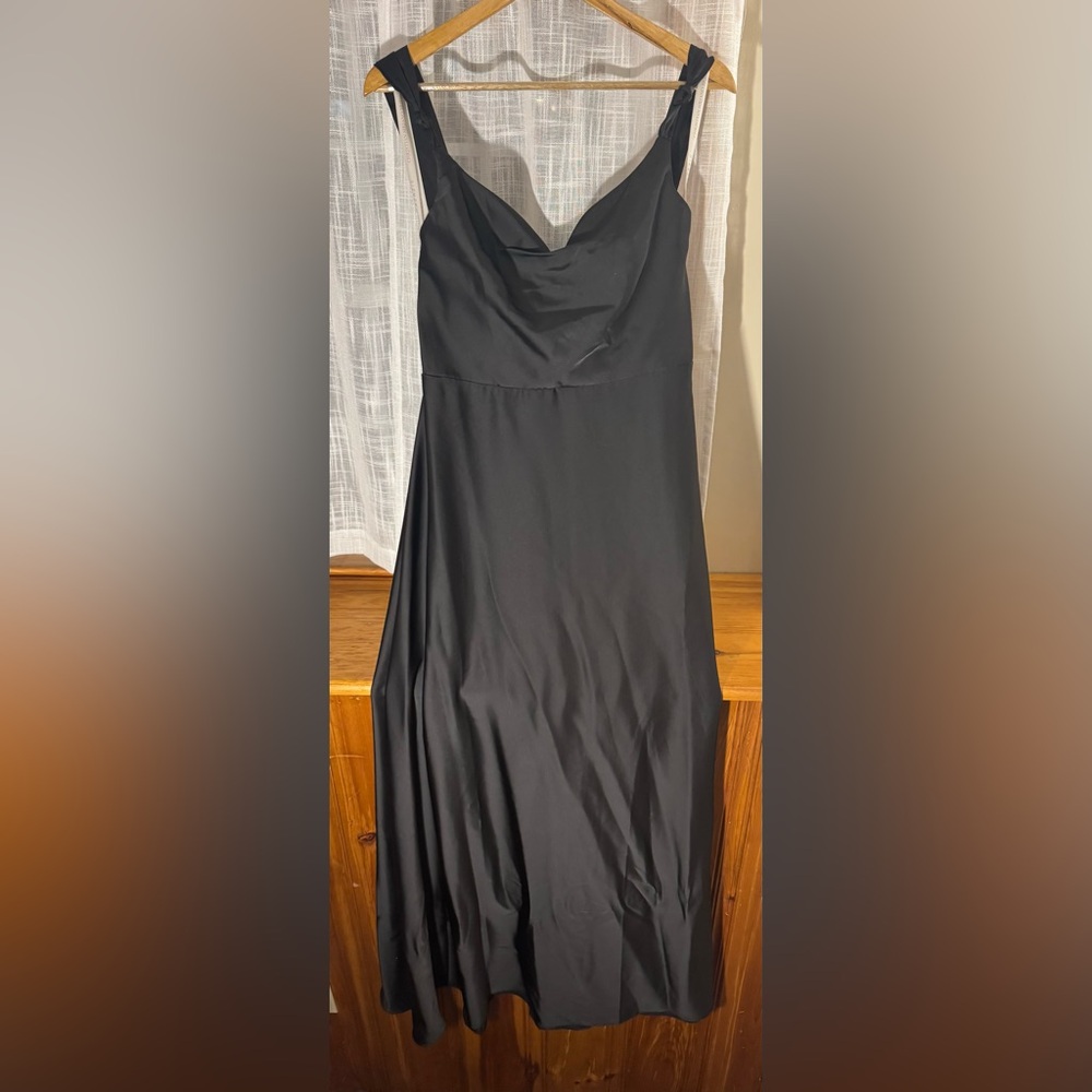 Azazie Black Satin Dress - Picture 2 of 10